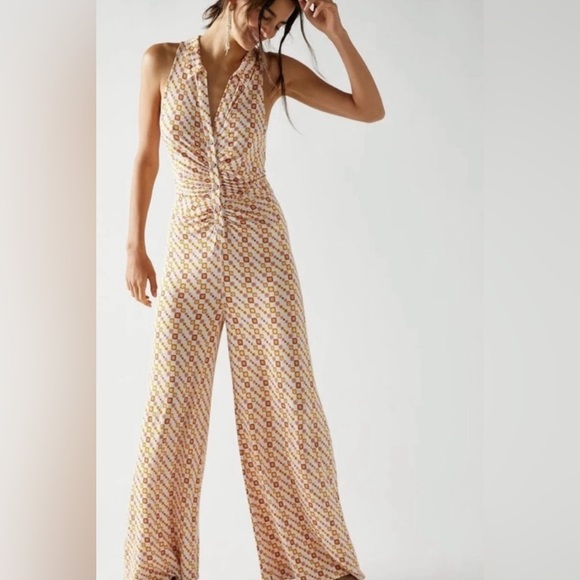 Free People Shayla Halter Jumpsuit Retro, Sz SMALL NWOT - Picture 3 of 6